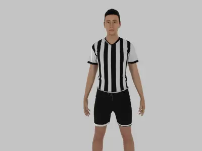 Footballer referee in soccer uniform Low-poly 3D model