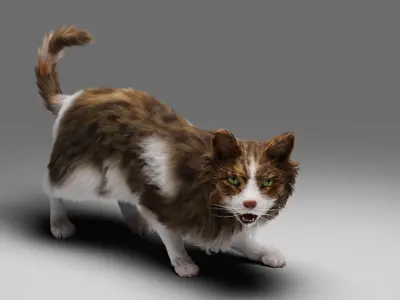 Fur Cat Calico V03 Rigged Low-poly 3D model