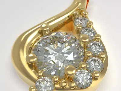 Pendant with gems 3D print model