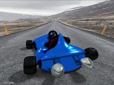 Go Kart Racing Car Blue Electric 3D MODEL  Low-poly 3D model