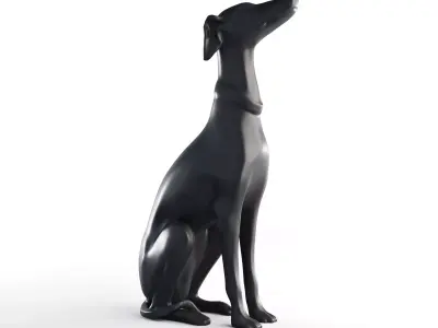 Realistic Greyhound Sculpture 3D Model Statue 3D model
