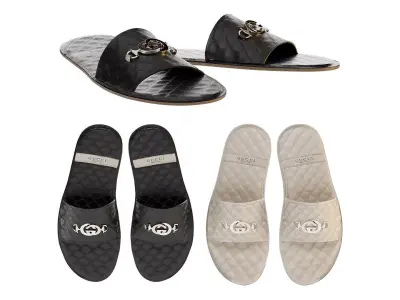 Gucci Leather slippers mens shoes 3D model