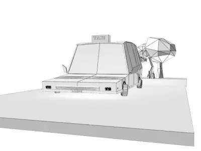 Toon Taxi car  Low-poly 3D model