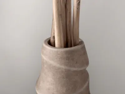Vase concrete branch decor n6  3D model