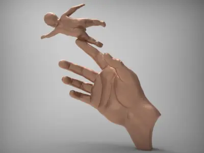 The Hand with The Child 3D print model