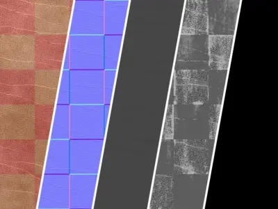 Leather Materials 40- Checker Leather Panel - Pbr 4k Seamless Texture