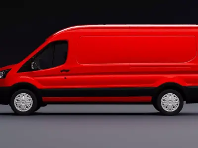 Transit Van Long Truck Red 3D model