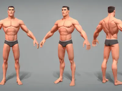 Cartoon male character Stan game ready Low-poly 3D model