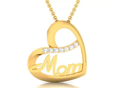 Women Heart Mom Pendant 3DM STL OBJ FBX Render Details 3D print model