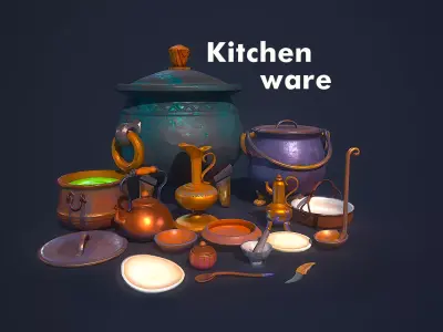 Kitchenware Props Pack Low-poly 3D model