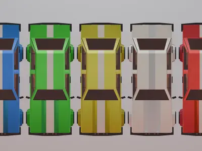Low poly car model with various modifications Low-poly 3D model