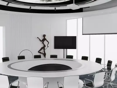 Futuristic White Conference Hall 3D model