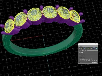 6 stones ring 3D print model