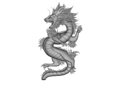 Oriental Dragon 3D Model for Jewelry Pendant Design 3D print model