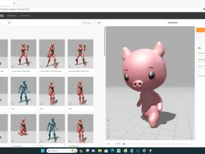 Pig low poly animated v001 Low-poly 3D model