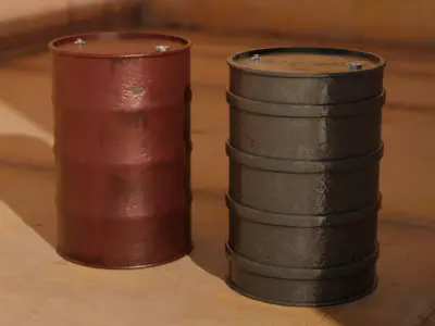 Metal Oil Barrel Low-poly 3D model