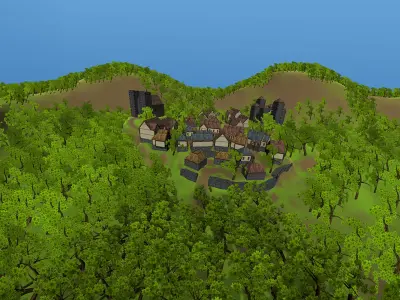 Modular Fantasy Houses Low-poly 3D model