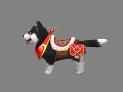 Cartoon husky mount - puppy dog Low-poly 3D model