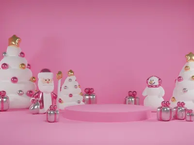 Modular Simple Christmas Scene Low-poly 3D model 3D model