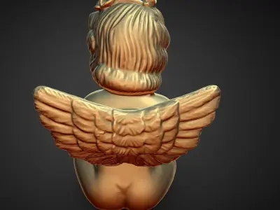 cherub holding puppy decoration 3D print model