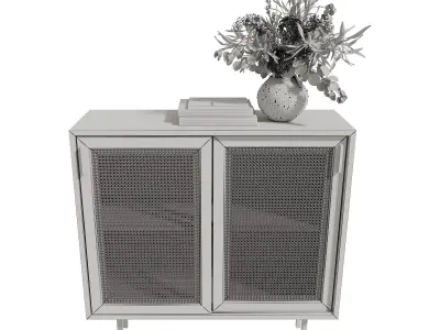 Homary Japandi Sideboard Storage Cabinet with Sliding Doors 3D model