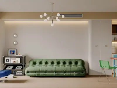 modern living room dining room interior scenes  3D model