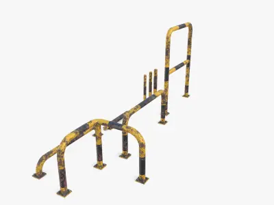 Traffic safety barrier pack v2 Low-poly 3D model