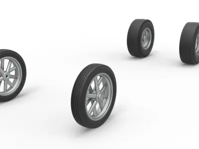 Wheel Set of Vintage Front engine dragster V6 Scale 1 to 25 3D print model