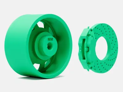 15x8 Bassett D-Hole Wheel and Brake 3D print model