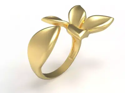 Flower Ring  Gold Jewelry Design for 3D printing and Rendering  3D print model