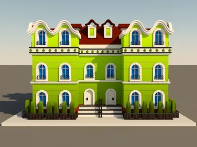 Cartoon Neoclassical Residential Building 3D model