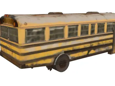 Rusty old school bus 3D model