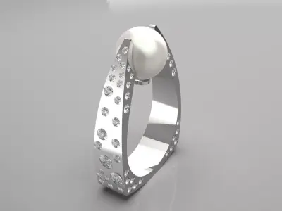 ocean jewelry pearl ring pr0002 3D print model