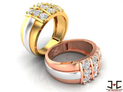 0234 - Luxurious Gold Gents Ring with Diamond - JCADHub 3D print model