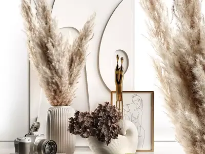 Pampas and hydrangea 3D model