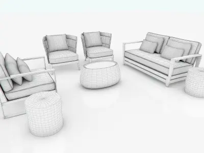 3D Living Furniture Set 3D model