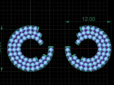 Diamond Jewelry Earring 3D print model shop