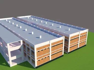 Hospital Building 3D Model Low-poly 3D model