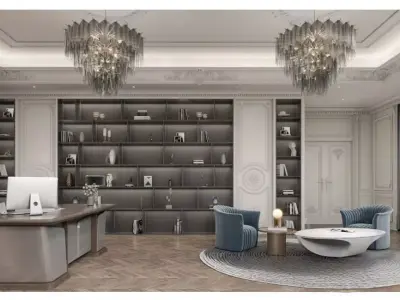 French-Style Light Luxury Office 3D model