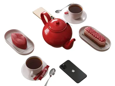 Decorative Set For Cafe Table Set4 3D model