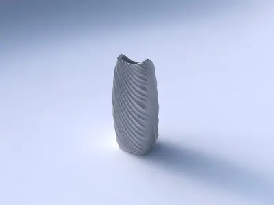 Vase arc rectangle with wavy extruded lines 2 3D print model