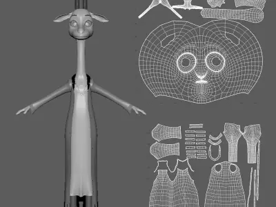  Cartoon Giraffe - base mesh Low-poly 3D model