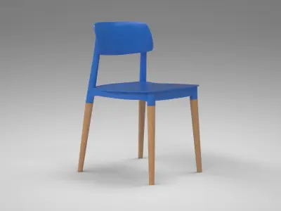 Iris Cafe Chair blue Low-poly 3D model
