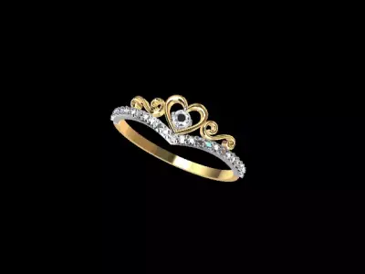 Heart Tiara Crown Ring 3D print model
