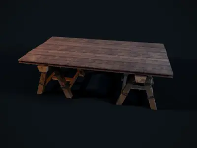 Wooden Table Low-poly 3D model buy