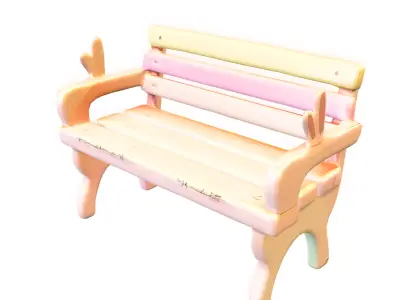 Wooden Bench Pack Low-poly 3D model