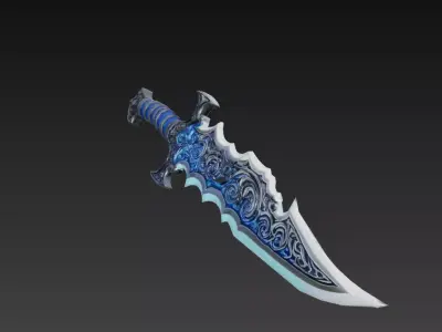 Leviathan Fangblade - Low Poly Stylized Oceanic Sword 10K Low-poly 3D model