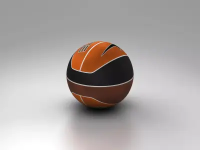 Basketball ball euro tricolor trademark Low-poly 3D model