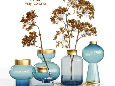 Set bouquets Blue 3D model