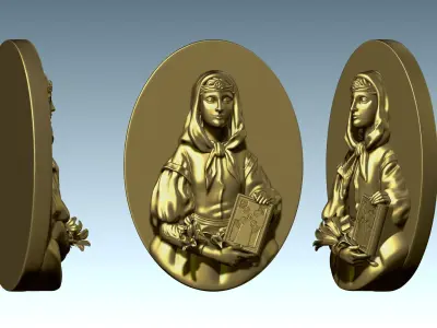 Saint Dymphna Pendant CNC and 3D print model
